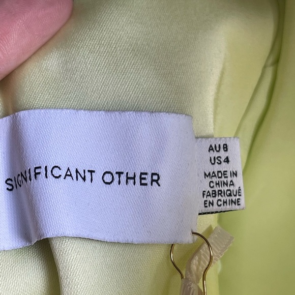 NWT Significant Other Alessia One Shoulder Midi Dress in Citron - Picture 3 of 14